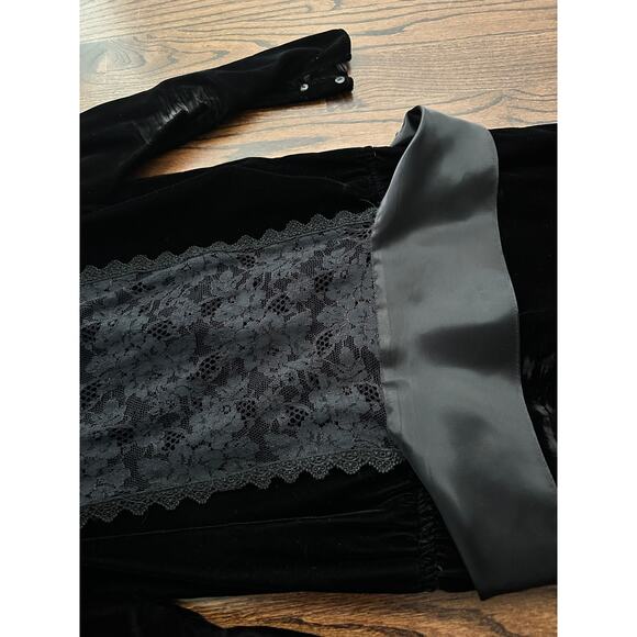 Scott McClintock Black Velvet Dress Edwardian ShabbyChic Retro 20s Gunne Sax - Picture 9 of 11